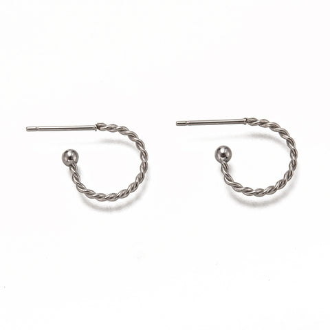 Silver plated stainless steel twist style open hoop x 10 pieces