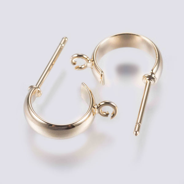 18K Genuine Gold plated small hoops x 8 pieces