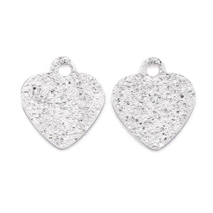 Small sterling silver plated heart charms x 8  pieces