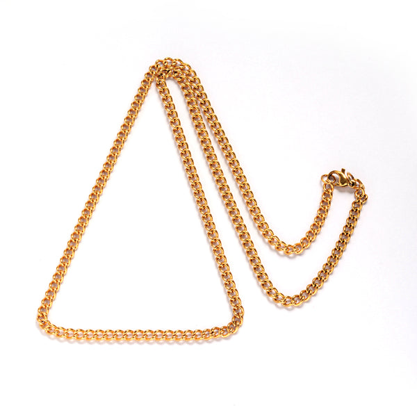 55.5cm Gold plated stainless steel CURB chain with lobster clasp x 1 piece