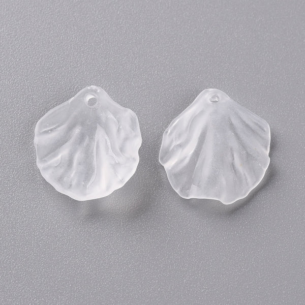 Frosted white transparent acrylic petal charms - pack of 20