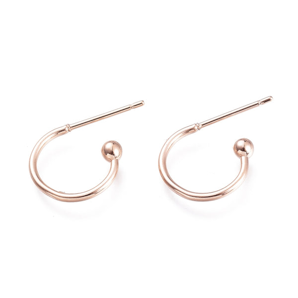 1.5cm x 2cm Rose gold stainless steel open hoop x 10 pieces