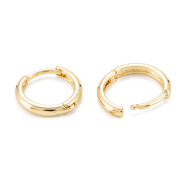 Round 1.2cm 18K Genuine gold plated huggie hoops x 4 pieces