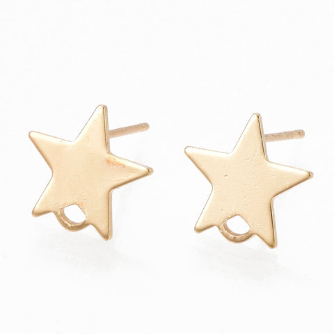 Gold plated genuine 18K gold star stud tops x 8 pieces