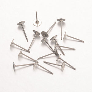 4mm SURGICAL 316 stainless steel earring posts - 100 pieces