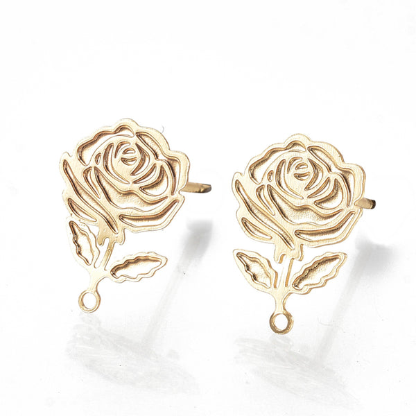 Genuine 18K Gold plated Rose stud tops x 8 pieces