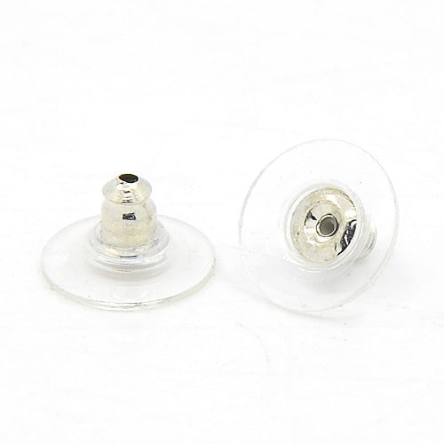Silver plated Comfort earring backs x 50 pieces