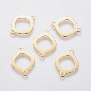Gold plated stainless steel rhombus charm/connector x 6 pieces