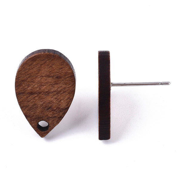 Walnut stud tops with stainless steel posts x 6 pieces - Drops