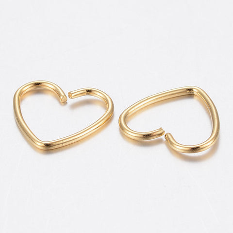 HEART Gold Jump rings 10mm x 1mm - 20 pieces (limited valentines edition)