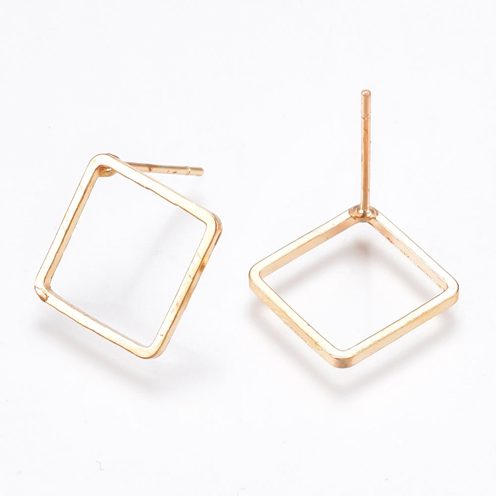 Gold plated square stud tops x 10 pieces