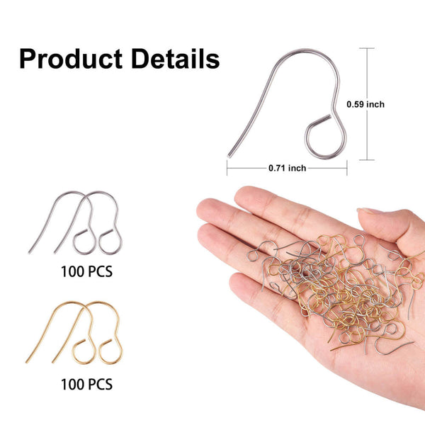 MIX PACK BULK 100 pieces, all in one GOLD & SILVER surgical stainless steel earring hooks