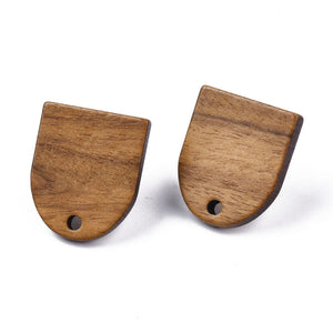 Walnut stud tops with stainless steel posts x 6 pieces - Half oblong - style 2