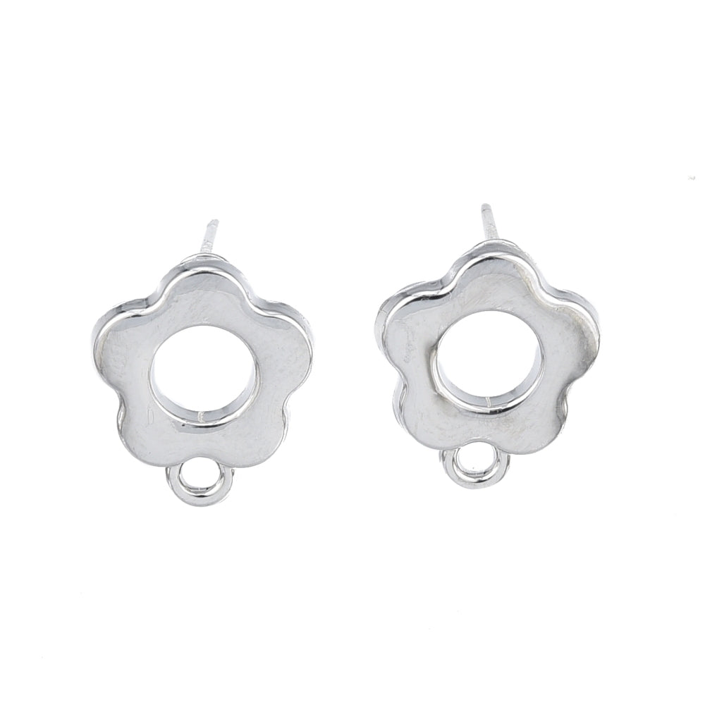 Silver plated Stainless steel Flower stud tops  x 8 pieces