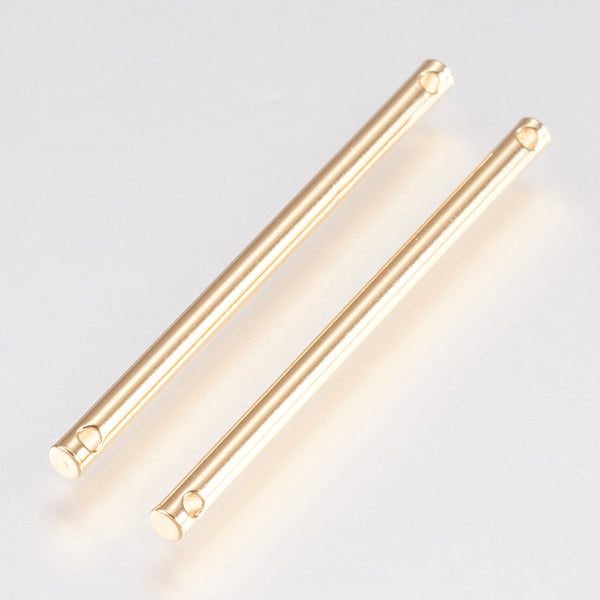 Genuine 18K gold plated bar double connector charm 6 x pieces - 3.5cm