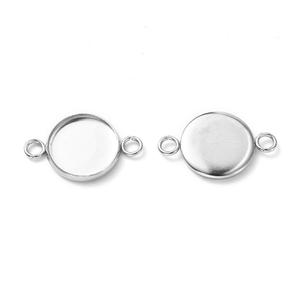 Stainless steel 1.2cm tray ring bezel setting x 20 pieces
