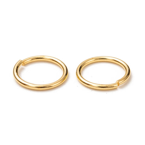 Eco friendly Bright Gold jump rings 10mm x 1mm - 100 pieces