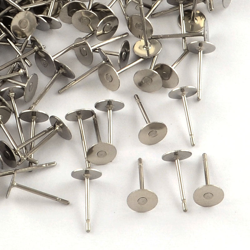 6mm SURGICAL 316 stainless steel earring posts - 100 pieces