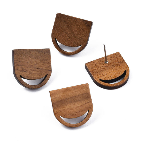 Walnut stud tops with stainless steel posts x 6 pieces - Half oval - Style 1