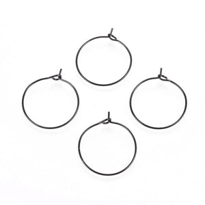 Black 304 stainless steel wire hoops 2.5cm x 10 pieces (5 pairs)