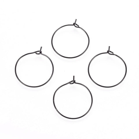 Black 304 stainless steel wire hoops 2.5cm x 10 pieces (5 pairs)