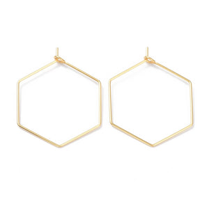 Gold plated hexagon hoops 2.6CM x 10 pieces