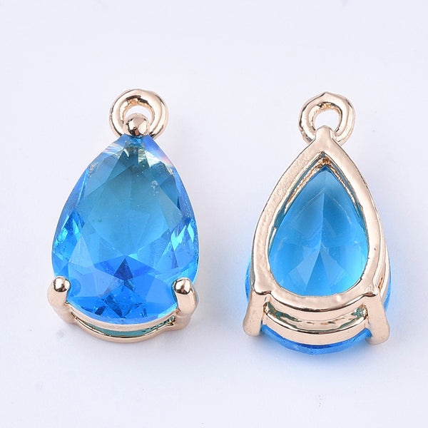 Blue crystal look charms x 4 pieces