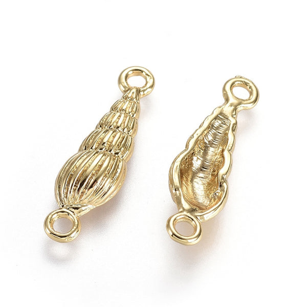 Genuine 18K gold plated shell double connectors charms x 6