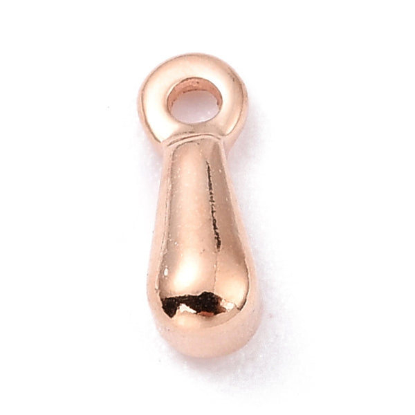 Rose gold plated stainless steel tiny solid drop charms x 8 pieces