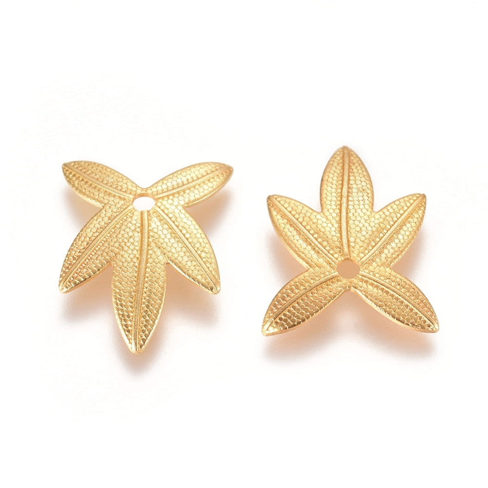 Bright gold plated maple leaf charms x 8 pieces
