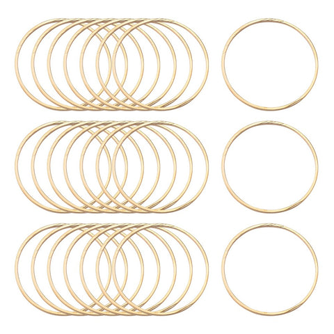 Light Gold plated genuine 24K plated circle charm connectors x 8 pieces - 3cm