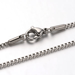 60cm stainless steel BOX chain with lobster clasp x 1 piece