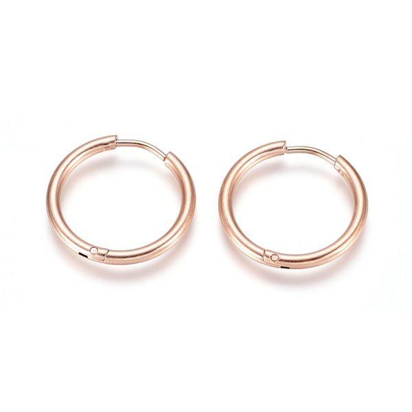 2cm Rose Gold stainless steel Huggie hoops - 1 pair