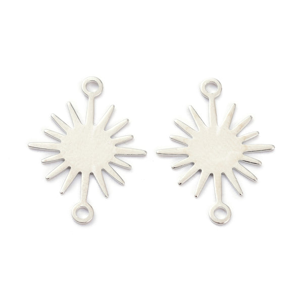 1.8cm Genuine platinum plated sun charms x 6 pieces