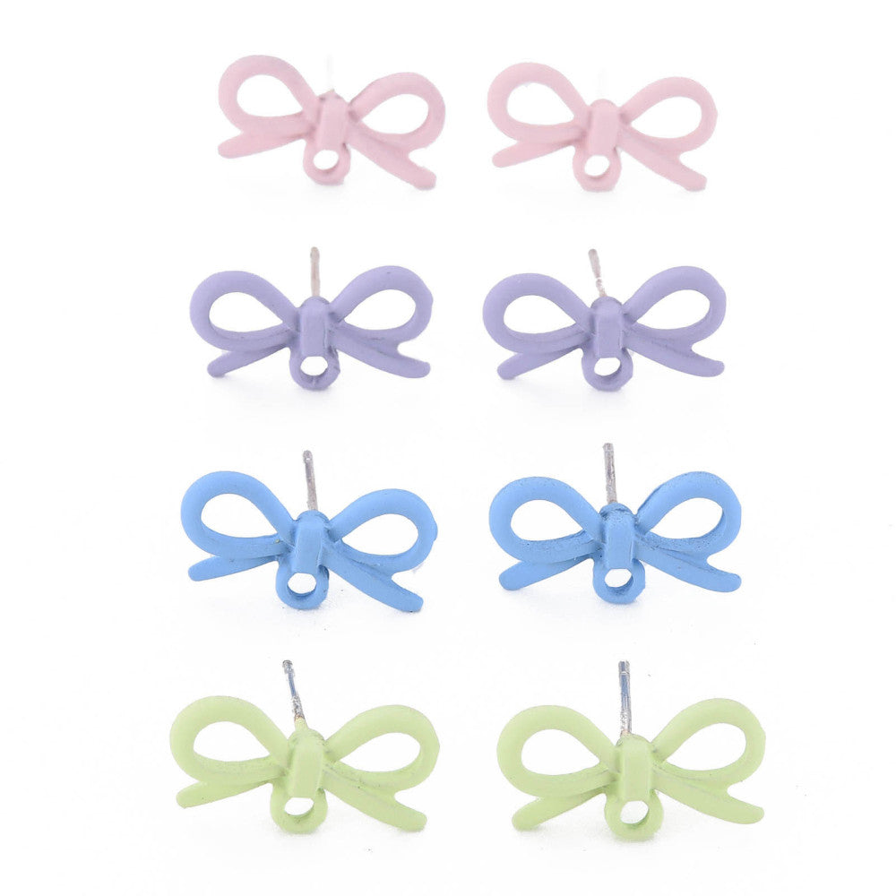 Pastel coloured bow stud tops - x 4 pieces