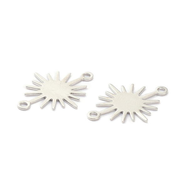 1.8cm Genuine platinum plated sun charms x 6 pieces