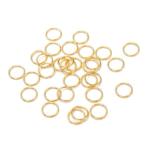 Bright Gold Jump rings 10mm x 1mm - 100 pieces