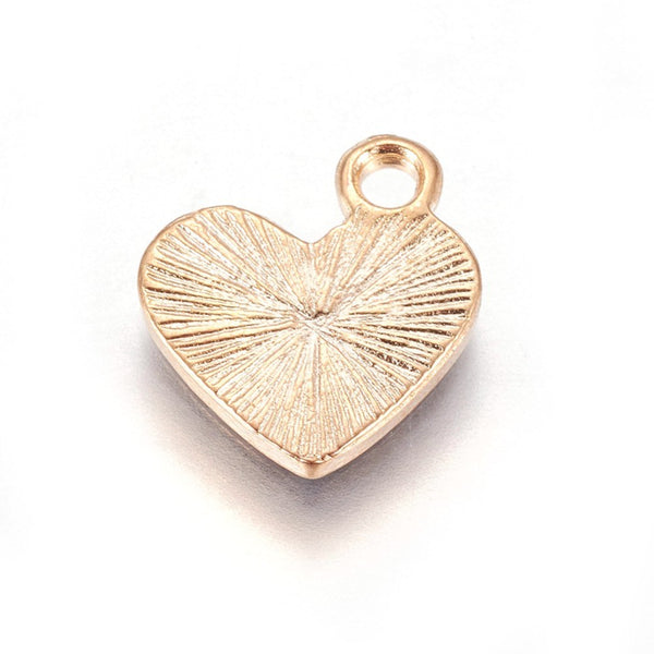 Gold plated & white enamel heart charms x 8 pieces