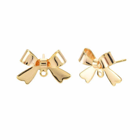 Genuine 18K Gold plated bow stud tops - 4 x pieces