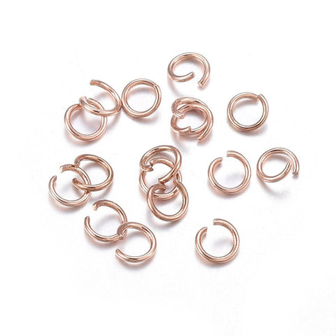 Rose Gold STAINLESS STEEL jump rings 6mm diameter x 7mm thick- 100 pieces