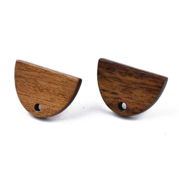 Walnut stud tops with stainless steel posts x 6 pieces - Half oval - style 3