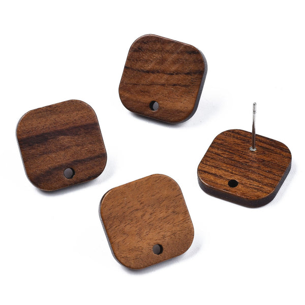 Walnut stud tops with stainless steel posts x 6 pieces -Square