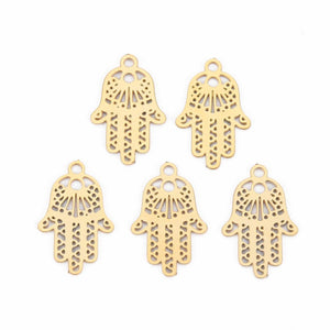 Genuine 18K Gold plated stainless steel hand detail charms x 6 pieces