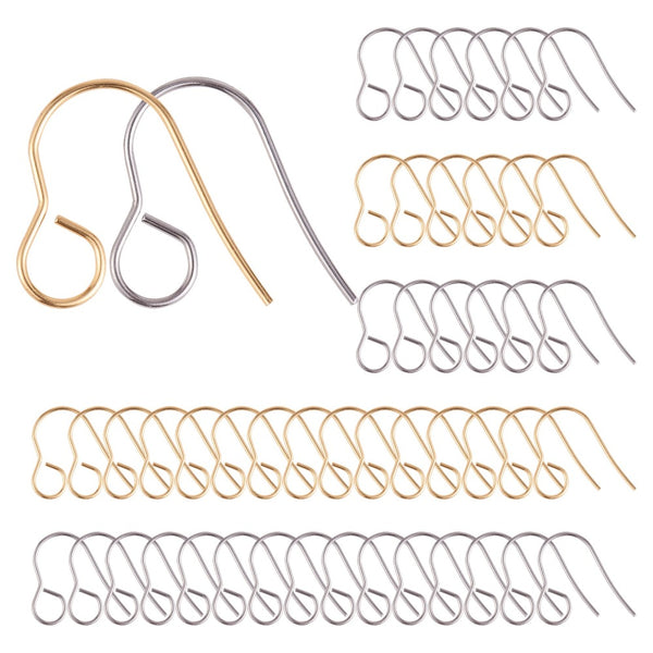 MIX PACK BULK 100 pieces, all in one GOLD & SILVER surgical stainless steel earring hooks