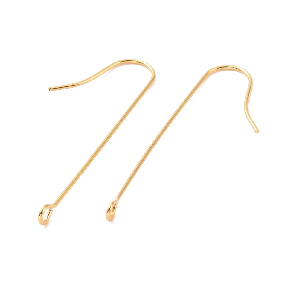 NEW 3.9cm long hook gold plated 316 surgical stainless steel hooks from 10 to 50 pieces.