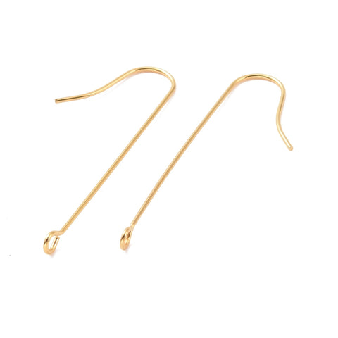 NEW 3.9cm long hook gold plated 316 surgical stainless steel hooks from 10 to 50 pieces.