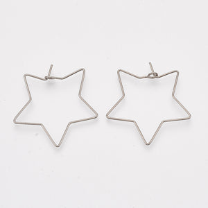 Stainless steel star hoops 3cm x 3cm x 10 pieces