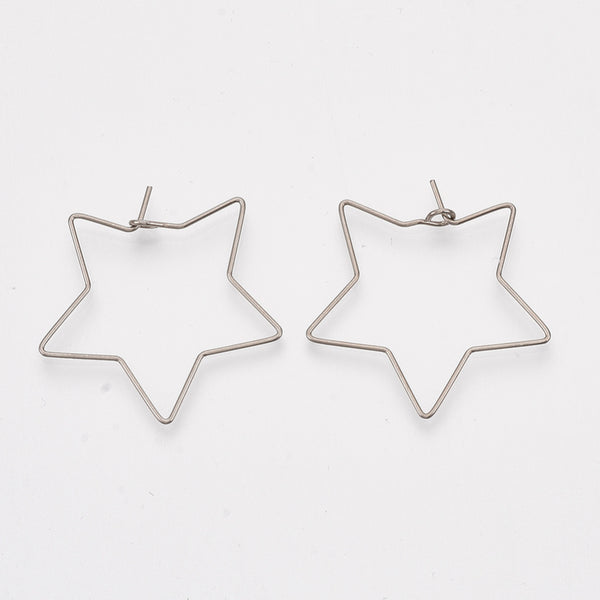Stainless steel star hoops 3cm x 3cm x 10 pieces