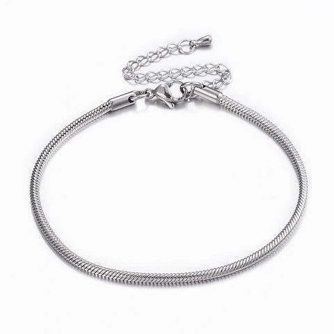 Silver plated stainless steel SNAKE bracelet with lobster clasp x 1 piece