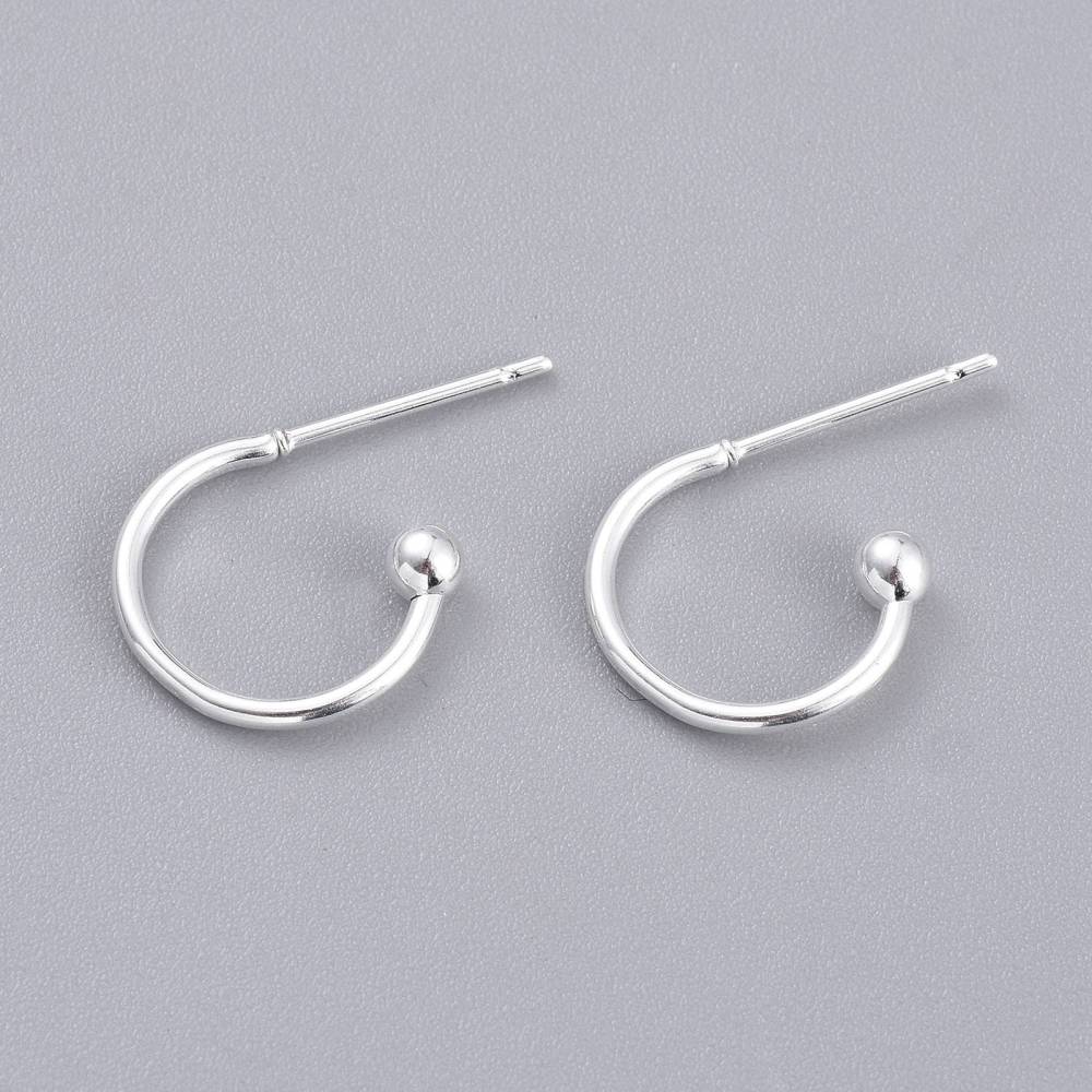 1.7cm x 2.2cm Bright silver stainless steel open hoop x 10 pieces